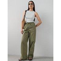 The Very Collection Cotton Wide Leg Trouser - Khaki