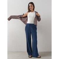 The Very Collection Crinkle Wide Leg Trouser - Blue