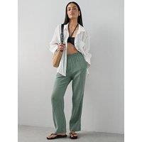 The Very Collection Crinkle Straight Leg Trouser - Khaki