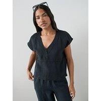 The Very Collection Lyocell Linen Tunic Co-Ord - Black