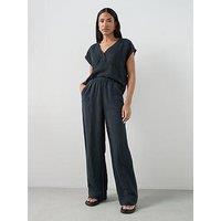The Very Collection Lyocell Linen Wide Leg Trouser Co-Ord - Black