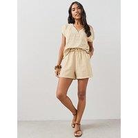 The Very Collection Lyocell Linen Short Co-Ord - Beige