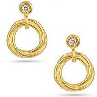 The Love Collection Gold Plated Sterling Silver Rubover Cz Rope Drop Earrings