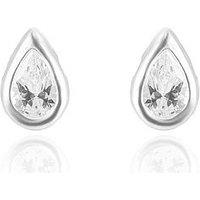 The Love Collection Sterling Silver 4X6Mm Cubic Zirconia Tear Shape Earrings With Bauble Box