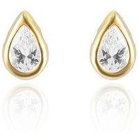 The Love Collection Gold Plated 4X6Mm Cubic Zirconia Tear Shape Earrings With Bauble Box