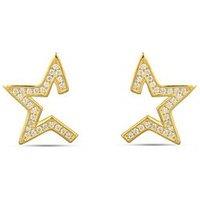 The Love Collection Gold Plated Sterling Silver Star Burst Cz Studs
