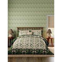 Morris & Co Scrolling Carnation Cover Duvet Set Olive And Ivory
