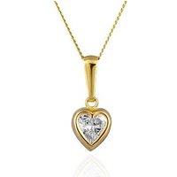 The Love Collection 9Ct Yellow Gold Rubover Heart Shape Cubic Zirconia Cz Pendant