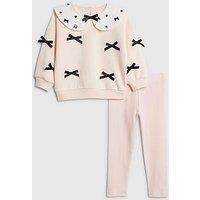 River Island Mini Girls Collared Bow Sweatshirt Set - Light Pink