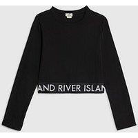 River Island Older Girls Ribbed Waistband Top - Black