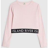 River Island Older Girls Ribbed Waistband Top - Light Pink