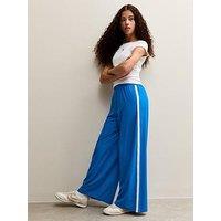 New Look 915 Girls Tech Side Stripe Super Wide Joggers - Bright Blue