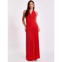 Quiz Red Cowl Neck Maxi Dress
