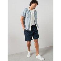 The Very Collection Retro Piped Short Sleeve Shirt - Light Blue