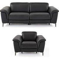 Very Home Lorenza Leather/Faux Leather 3 Seater Sofa + Armchair Set (Buy & Save!)