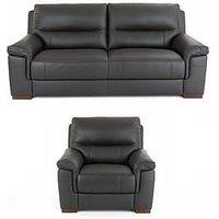 Very Home Prenton 3 Seater Leather Sofa + Chair