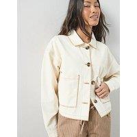 The Very Collection Blanket Stitch Utility Jacket - Cream