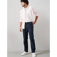 The Very Collection Regular Fit Cotton Linen Blend Trousers - Navy