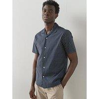 The Very Collection Pure Cotton Printed Short Sleeve Shirt - Navy