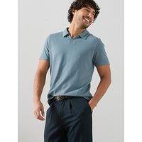 The Very Collection Cotton Blend Textured Trophy Neck Polo - Light Blue