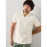 The Very Collection Cotton Blend Textured Trophy Neck Polo - Ecru