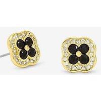 Jon Richard 14K Gold Plated Crystal And Jet Clover Studs