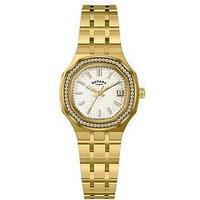 Rotary Ladies Brilliance White Dial Gold Plated Stainless Steel Bracelet Watch