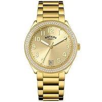 Rotary Ladies Brilliance Stone Set Gold Plated Bracelet Watch