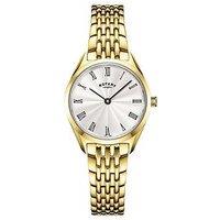 Rotary Ladie'S Ultra Slim Gold Plated Stainless Steel Bracelet Watch