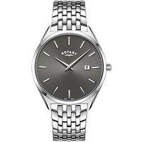 Rotary Men'S Ultra Slim Black Dial Stainless Steel Bracelet Watch