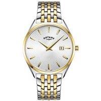 Rotary Men'S Ultra Slim Silver & Gold Plated Stainless Steel Bracelet Watch