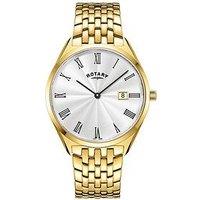 Rotary Men'S Ultra Slim Gold Plated Stainless Steel Bracelet Watch