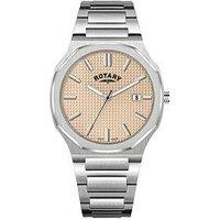 Rotary Men'S Heritage Champagne Octagonal Stainless Steel Bracelet Watch
