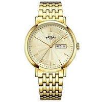 Rotary Men'S Heritage Champagne Guilloche Dial Gold Plated Stainless Steel Bracelet Watch
