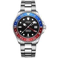 Rotary Men'S Seamatic Gmt 300M Water Resistance Back Dial Stainless Steel Bracelet Watch