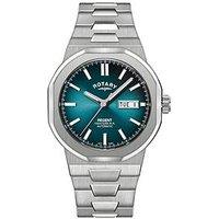 Rotary Men'S Regent Automatic 100M Water Reistance Teal Dial Stainless Steel Bracelet Watch