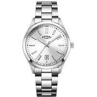 Rotary Men'S Heritage Silver Dial Stainless Steel Bracelet Watch