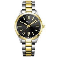 Rotary Men'S Heritage Silver & Gold Plated Stainless Steel Bracelet Watch