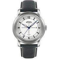 Rotary Men'S Heritage Field Stainless Steel Black Leather Strap Watch