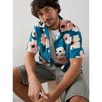 The Very Collection Boxy Floral Print Shirt - Teal