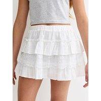 New Look 915 Girls Lace Trimmed Rara Skort - White