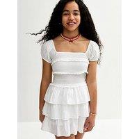 New Look 915 Puff Sleeve Rara Dress - White