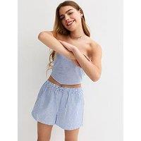 New Look 915 Girls Striped Seersucker Shorts - Blue
