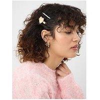 Accessorize 2 X Pearl Heart Slides - Gold