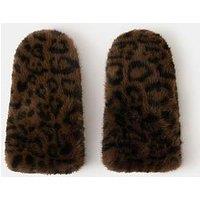 Accessorize Leopard Fur Mitten - Mutli