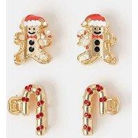 Accessorize 4 X Enamel Christmas Claw - Multi