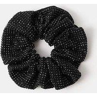 Accessorize Black Sparkle Scruchie - Silver