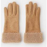 Accessorize Shearling Tan Glove - Brown