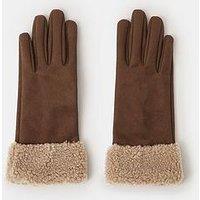 Accessorize Shearling Tan Glove - Brown
