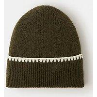 Accessorize Whipstitch Beanie Hat - Green